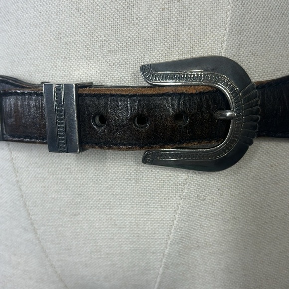 Brighton brown and silver leather braided vintage belt size 34 style 65803 main image 11